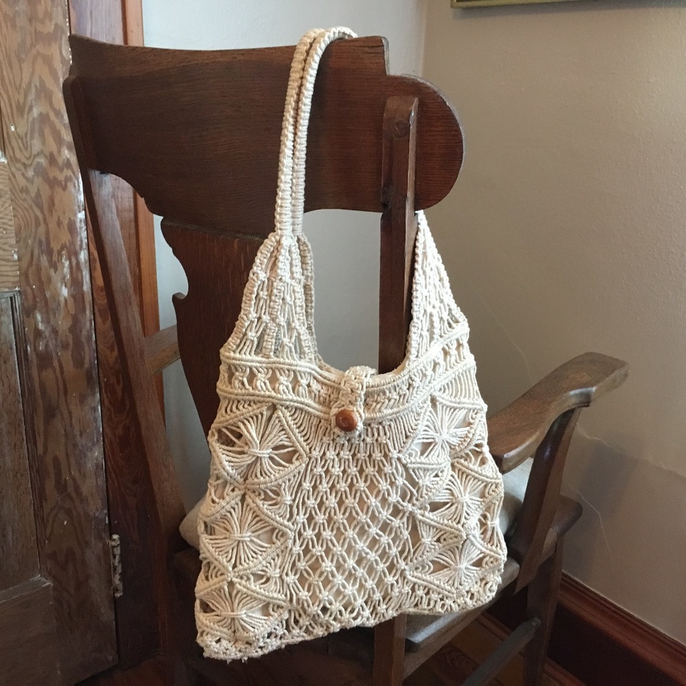 Vintage Boho Macrame Purse Shoulder Bag